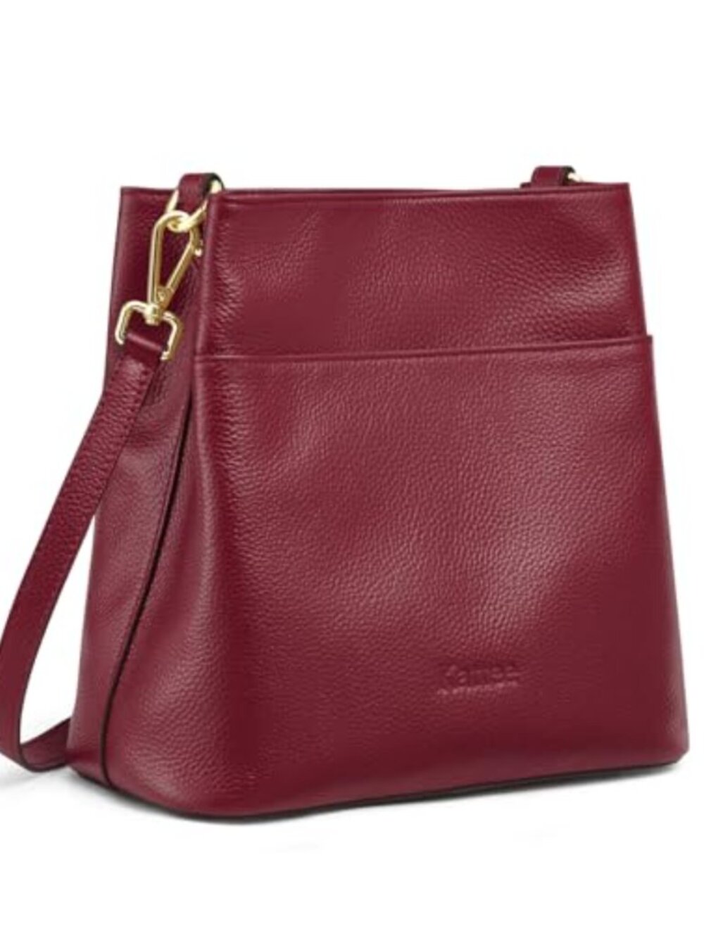 Genuine Leather Bucket Bag Crossbody Shoulder Purse with 2 Straps